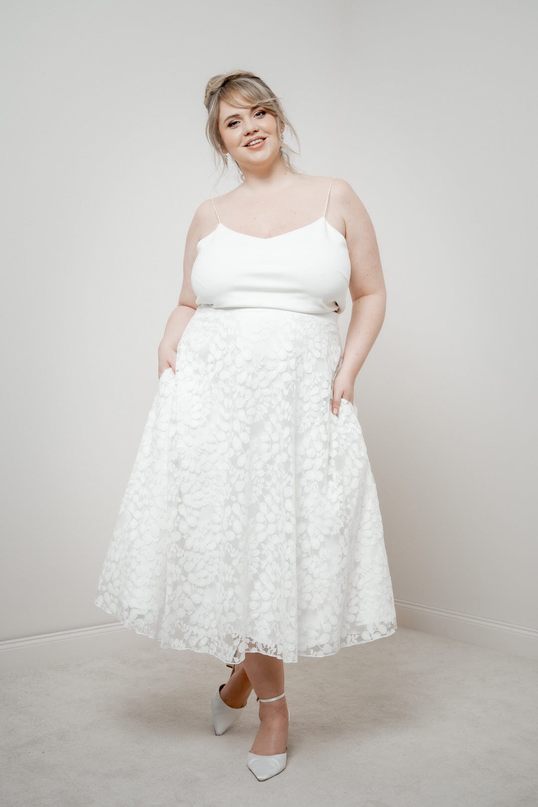 Plus Size Strappy Top in Ivory Corie noni Curvy - Main Image