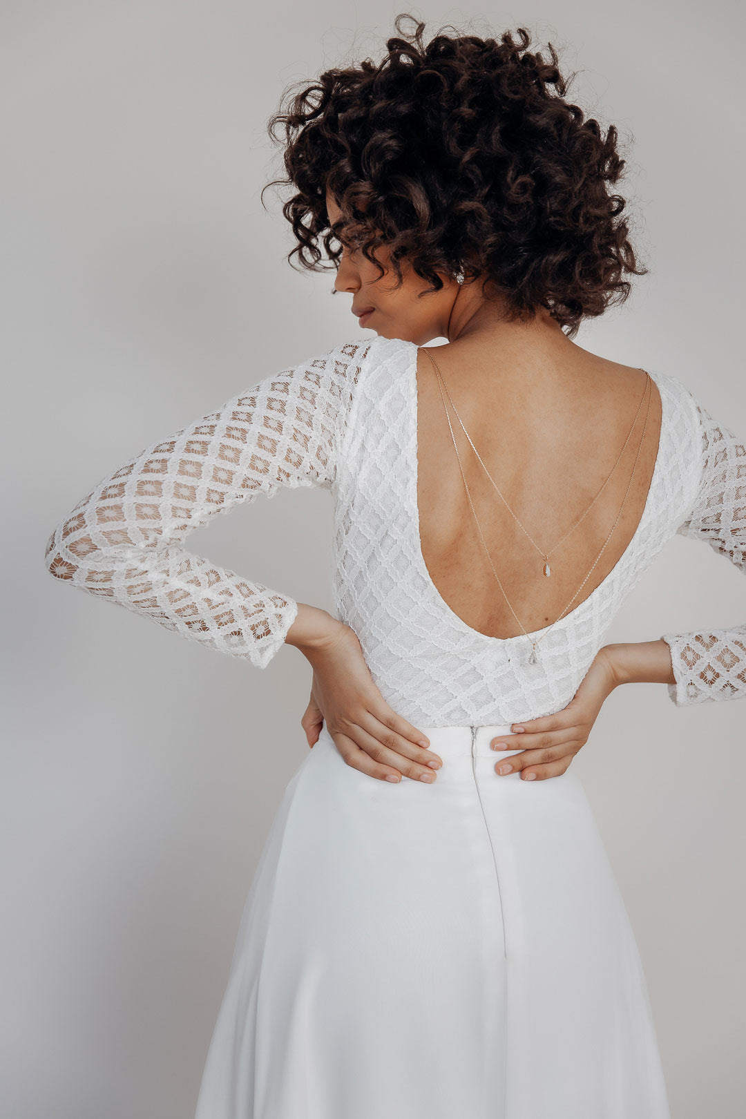 bodysuit for backless wedding dress Lace Bridal Bodysuit: Halter Top, Boho Wedding Separates