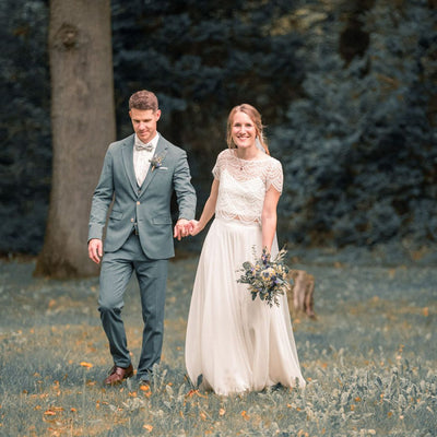 Boho Kleid mit Schleier zur Hochzeit von Leonie