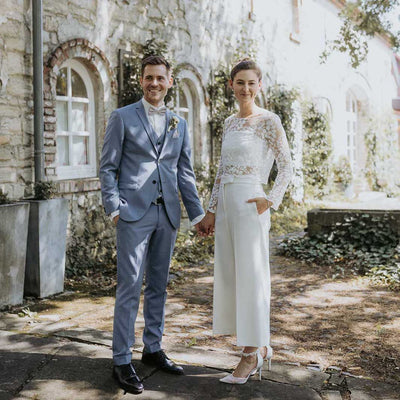 Moderner Bridal-Look mit Hose und langärmeligen Top