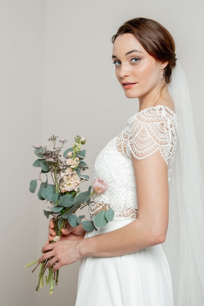 Brautkleid online kaufen, moderne Boho Hochzeitskleid Zweiteiler