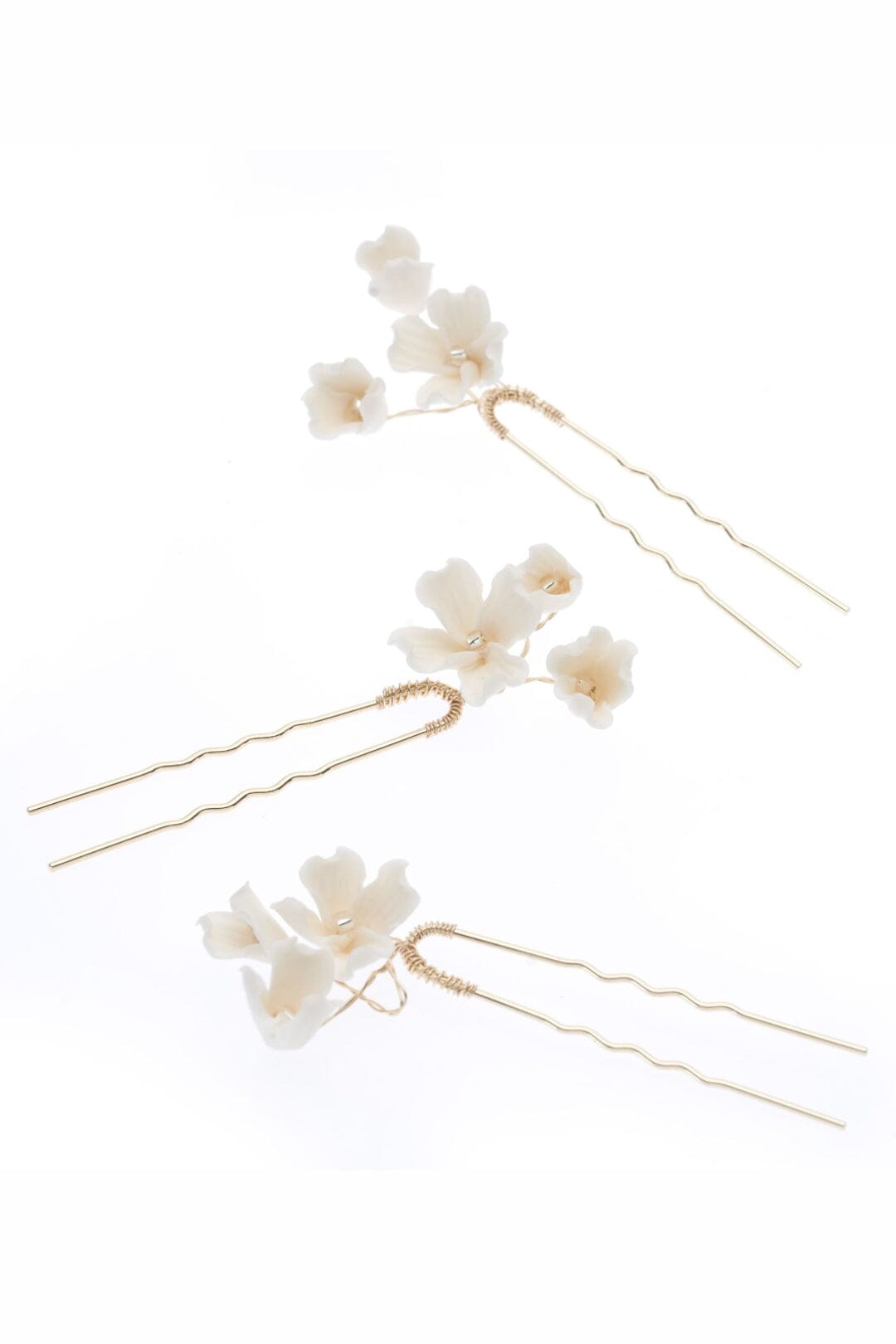 3-er Set Haarpins mit künstlichen Blüten