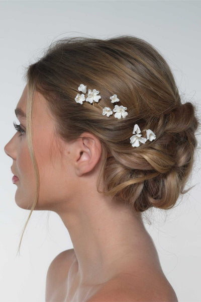 3-er Set Haarpins mit künstlichen Blüten