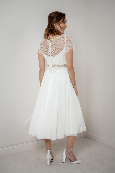 Braut Rock aus Chiffon in Midi-Länge