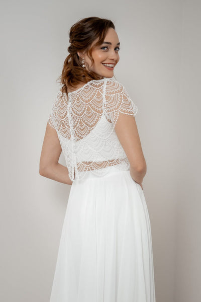Braut Rock aus Chiffon in Midi-Länge
