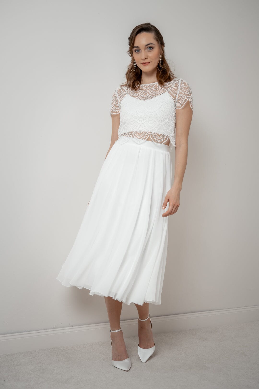 Braut Rock aus Chiffon in Midi-Länge