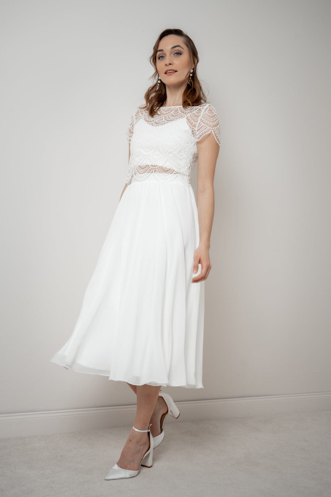Braut Rock aus Chiffon in Midi-Länge