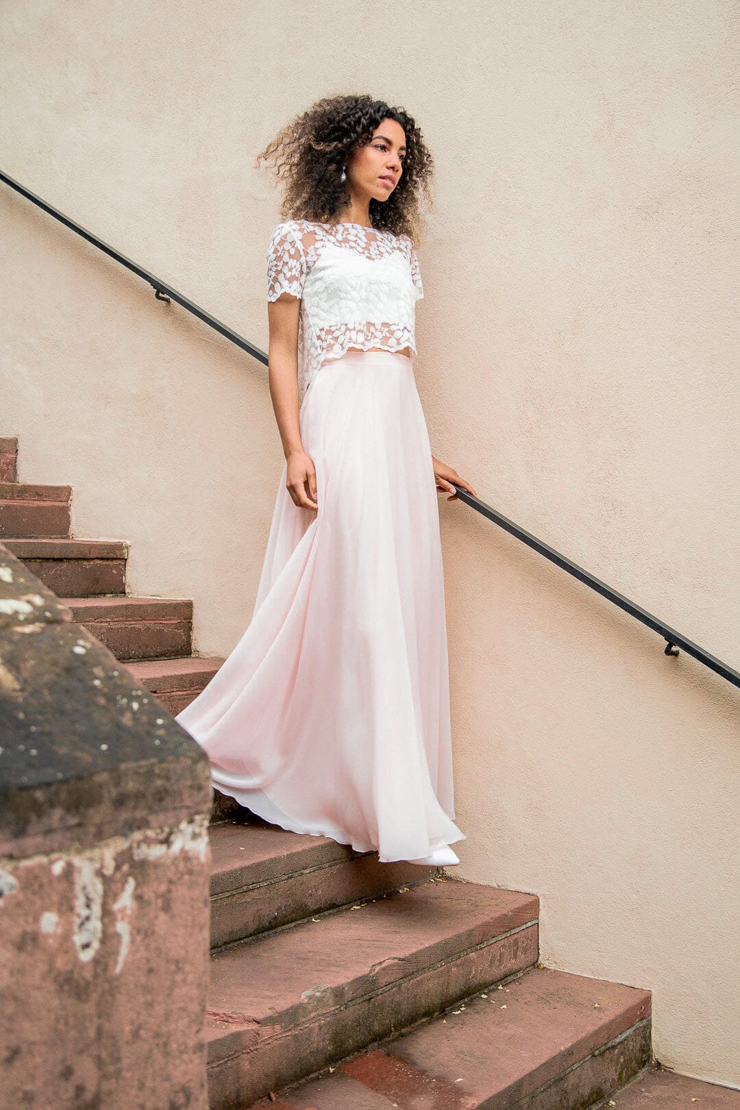 Long bridal chiffon skirt – Isla Rosé noni