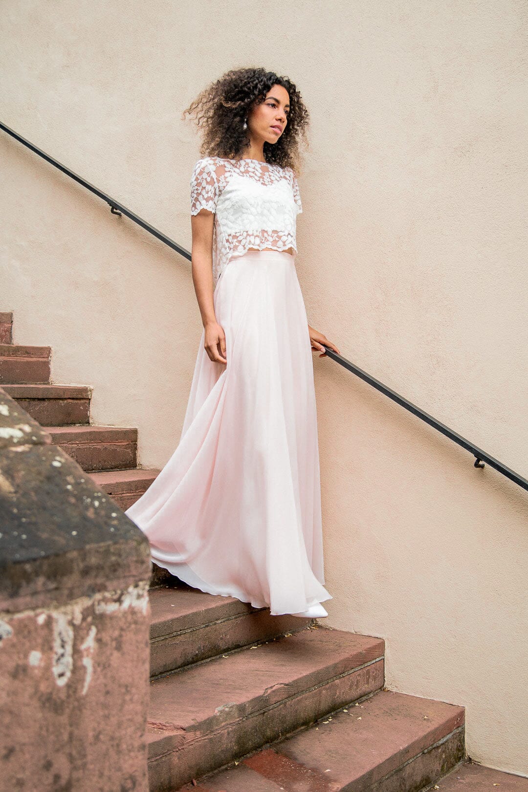 Langer Braut Rock aus Chiffon – Isla Rosé noni