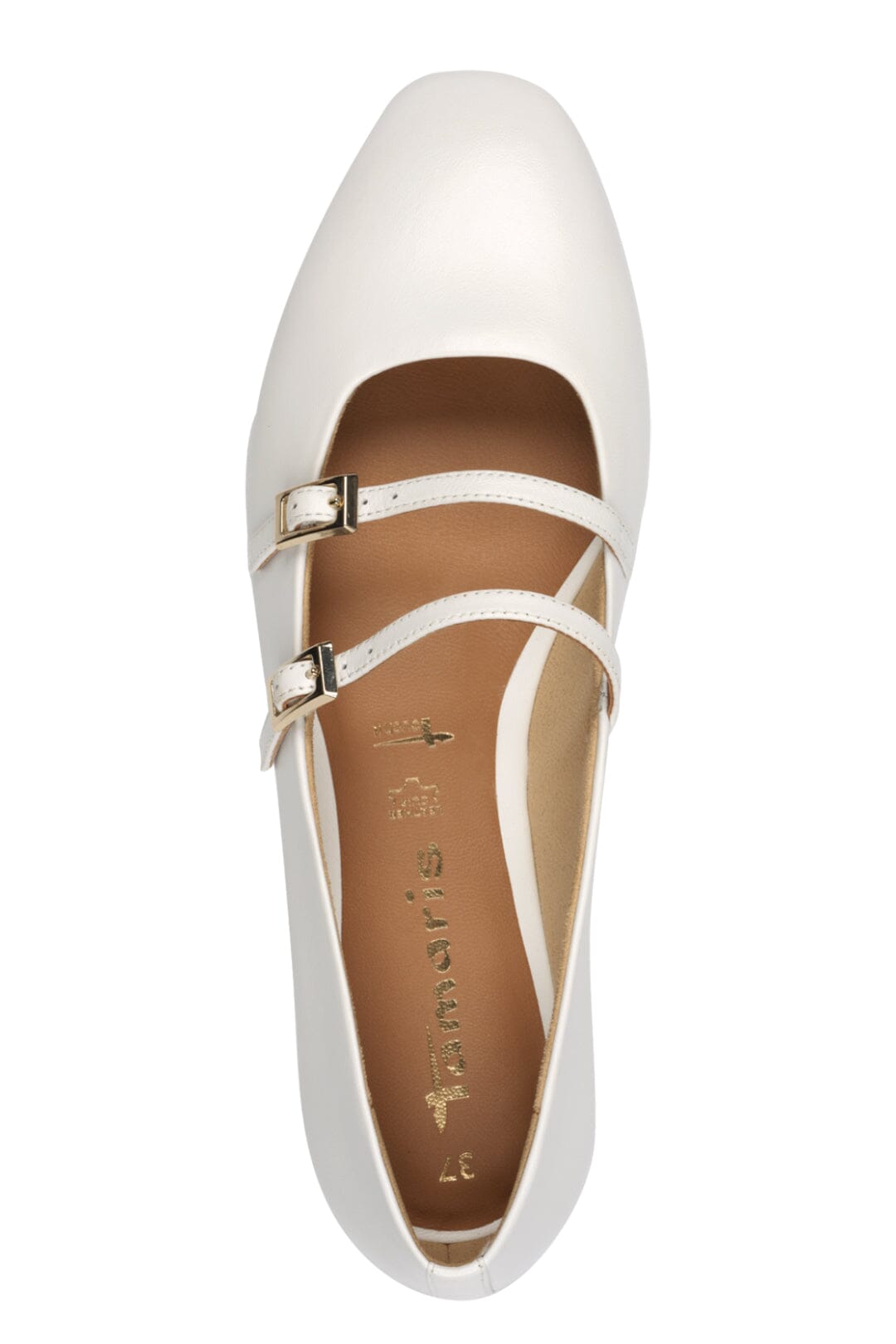 White Double Strap Ballerina Flats – Tamaris – noni