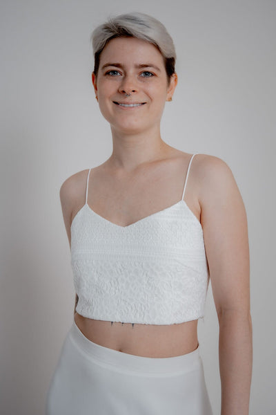 Bauchfreies Boho-Braut Top – Violet Cropped Ivory noni