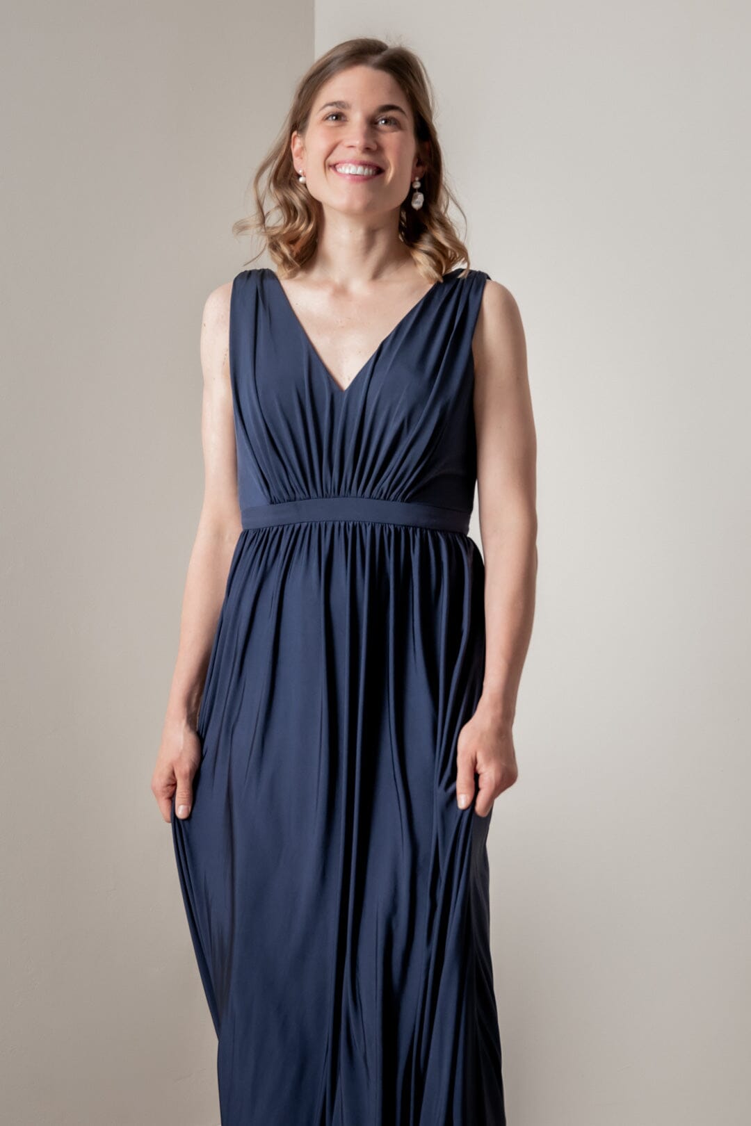 Blue Back Cut-Out Bridesmaid Dress