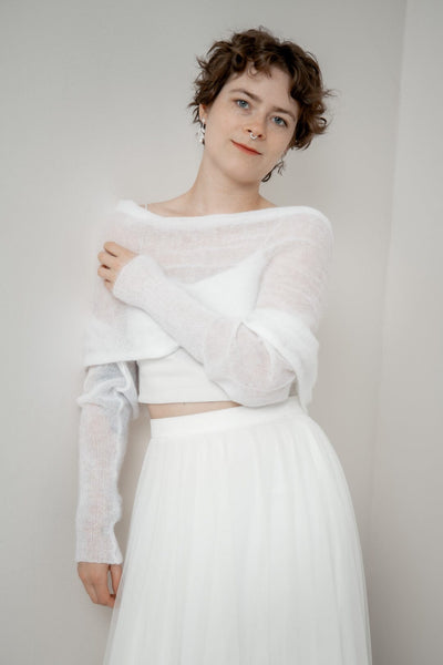 Braut Bolero aus Mohair-Strickmix