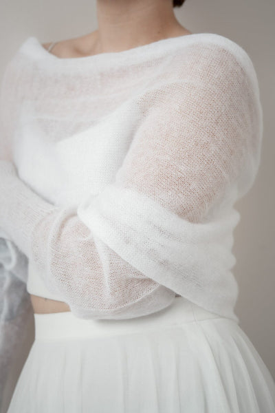 Braut Bolero aus Mohair-Strickmix