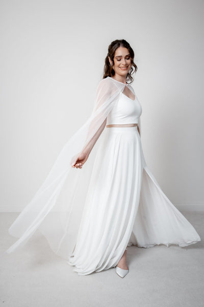 Braut Cape mit langer Schleppe – Oriana noni