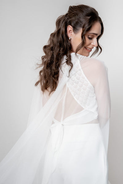 Braut Cape mit langer Schleppe – Oriana noni