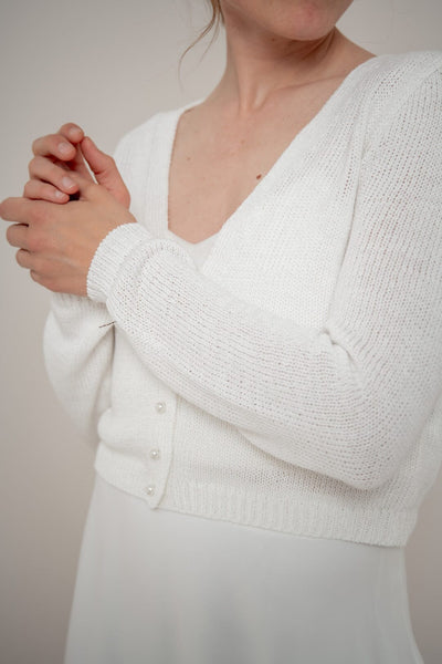 Braut Cardigan mit Perlenknöpfen