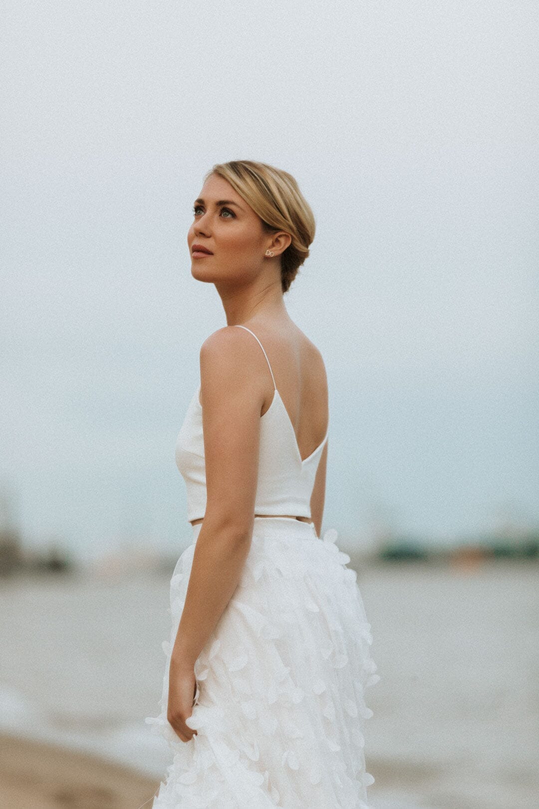 Crop Top für die Braut mit dünnen Trägern in Ivory - Corie