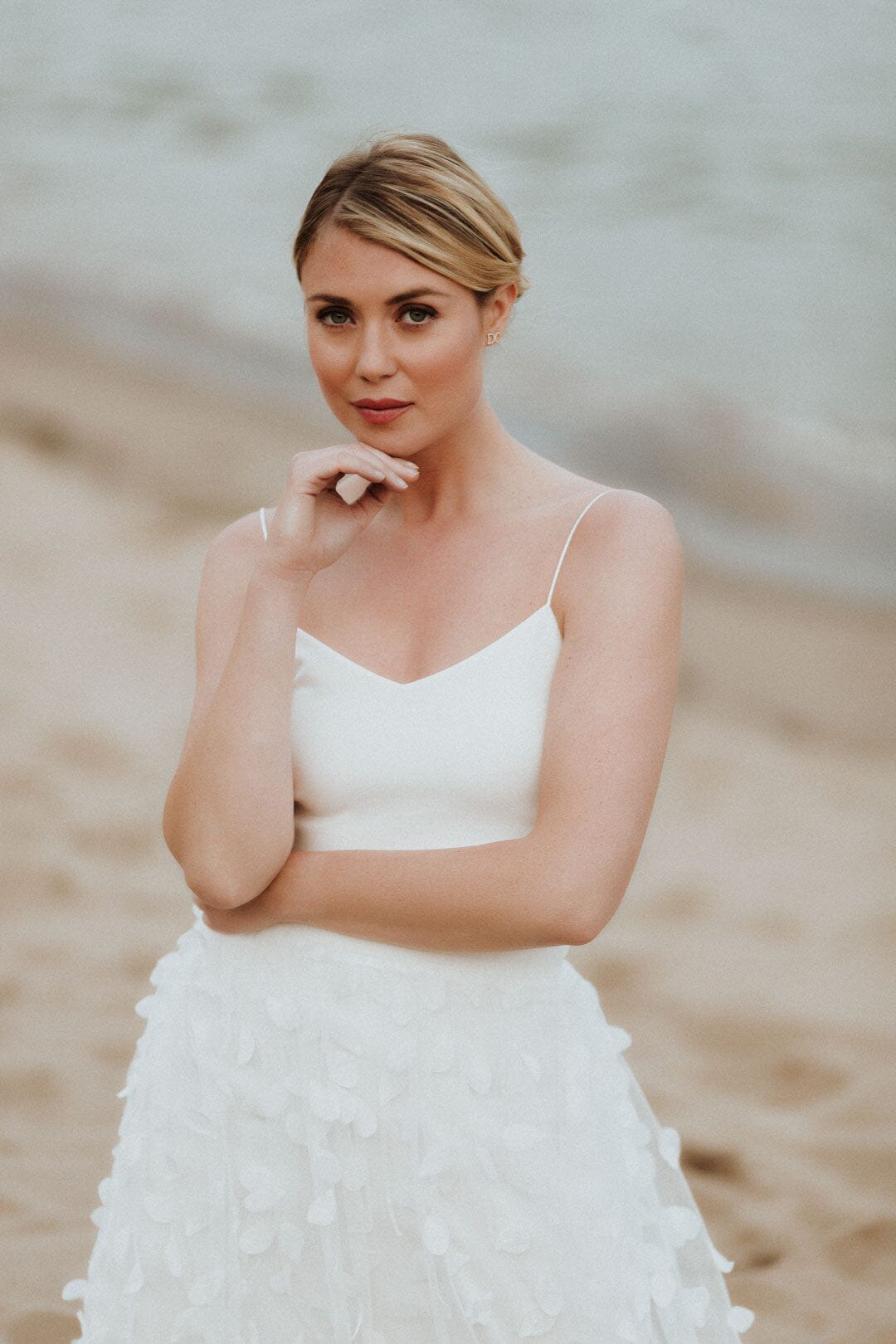 Crop Top für die Braut mit dünnen Trägern in Ivory - Corie