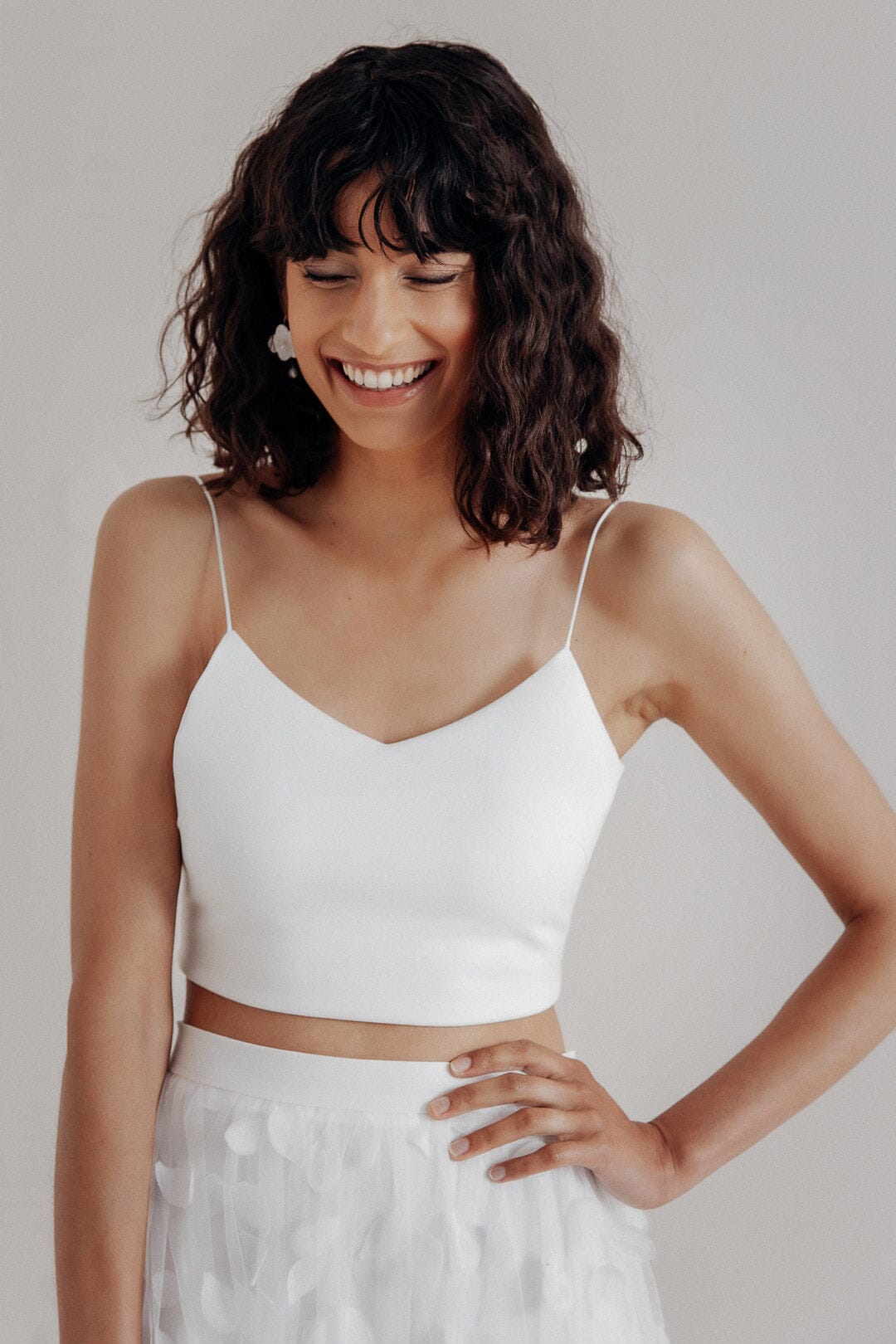 Crop Top für die Braut mit dünnen Trägern in Ivory - Corie