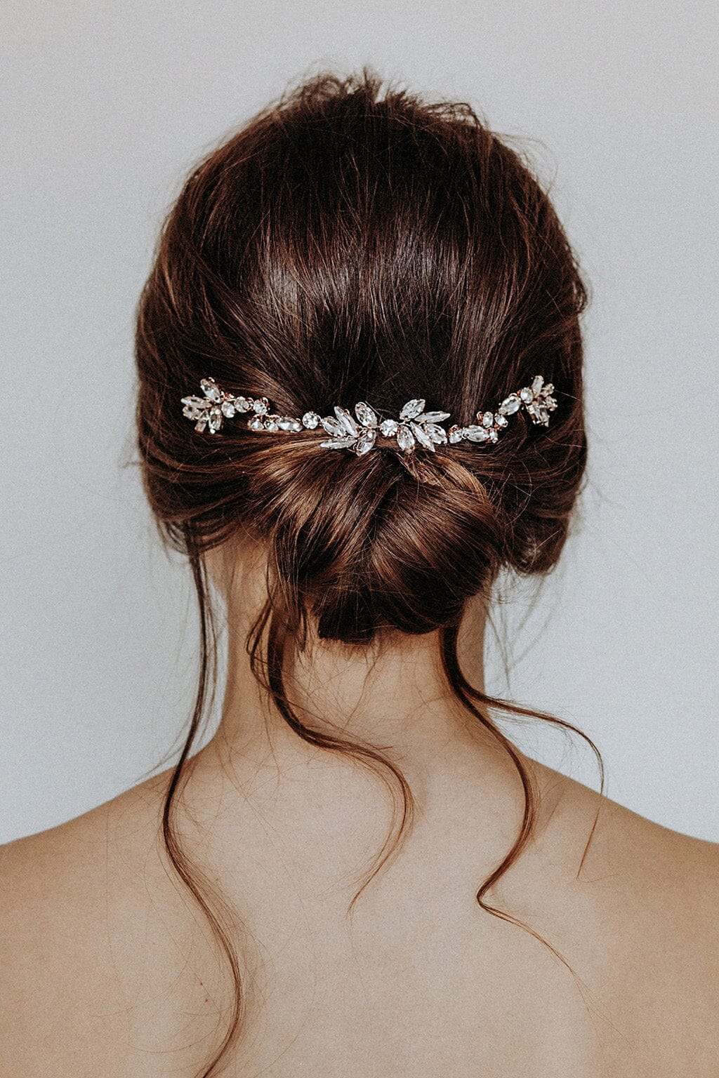 Braut Headpiece in Roségold mit Strass-Blättern