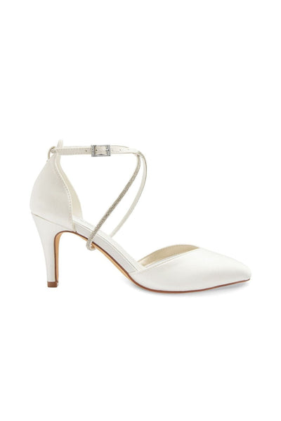 Braut Pumps mit funkelndem Riemen – Marielle Ivory Satin | G.Westerleigh