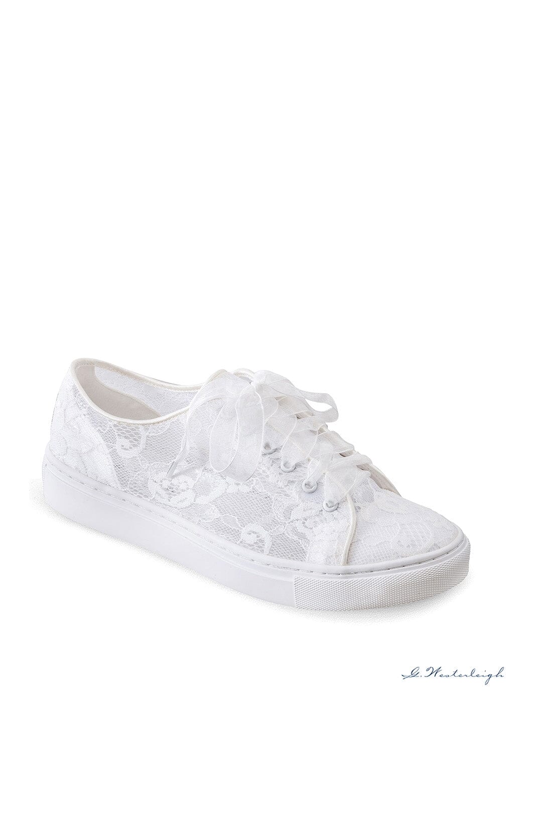 Braut Sneakers mit halbtransparenter Blumenspitze – Nadine