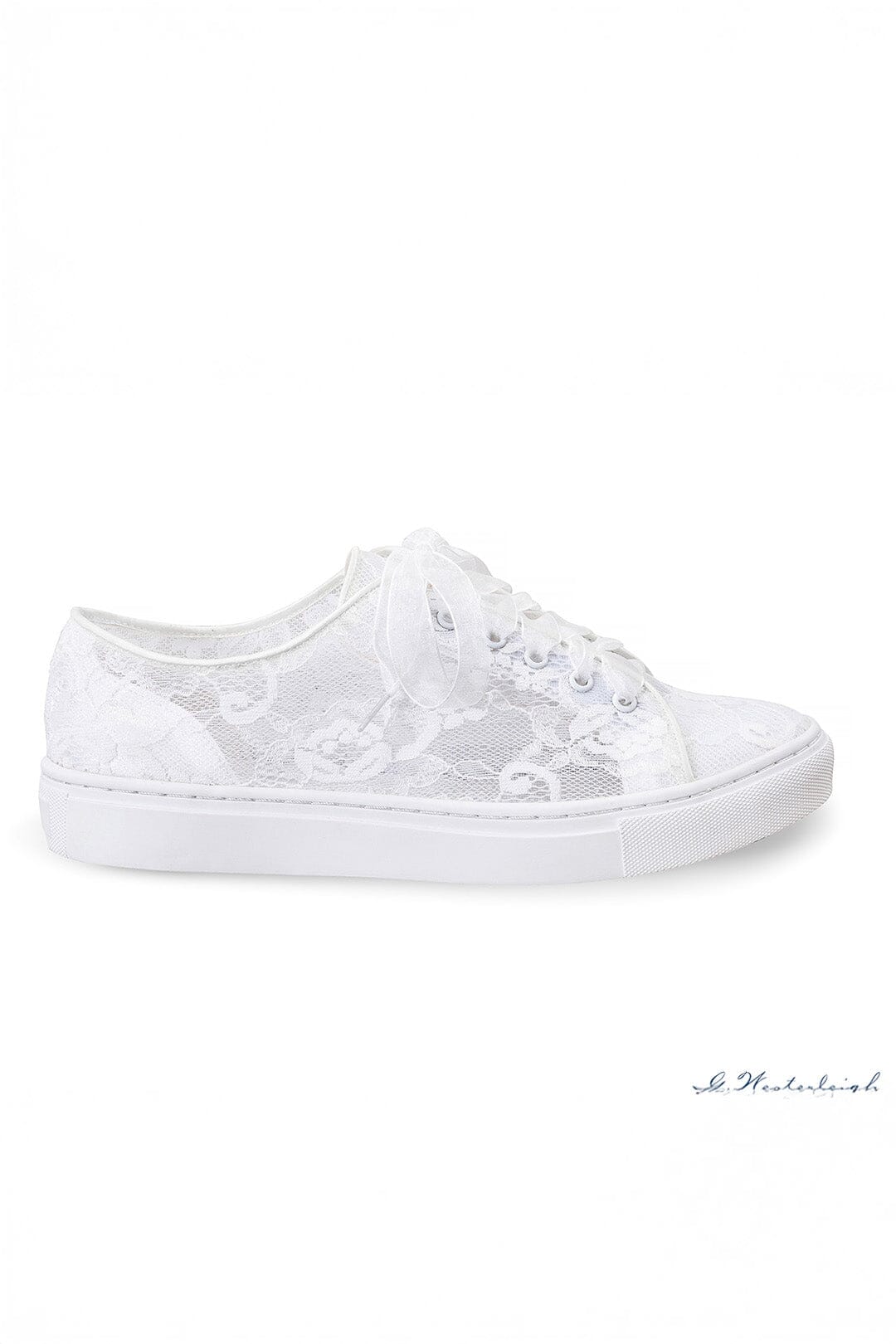 Braut Sneakers mit halbtransparenter Blumenspitze – Nadine