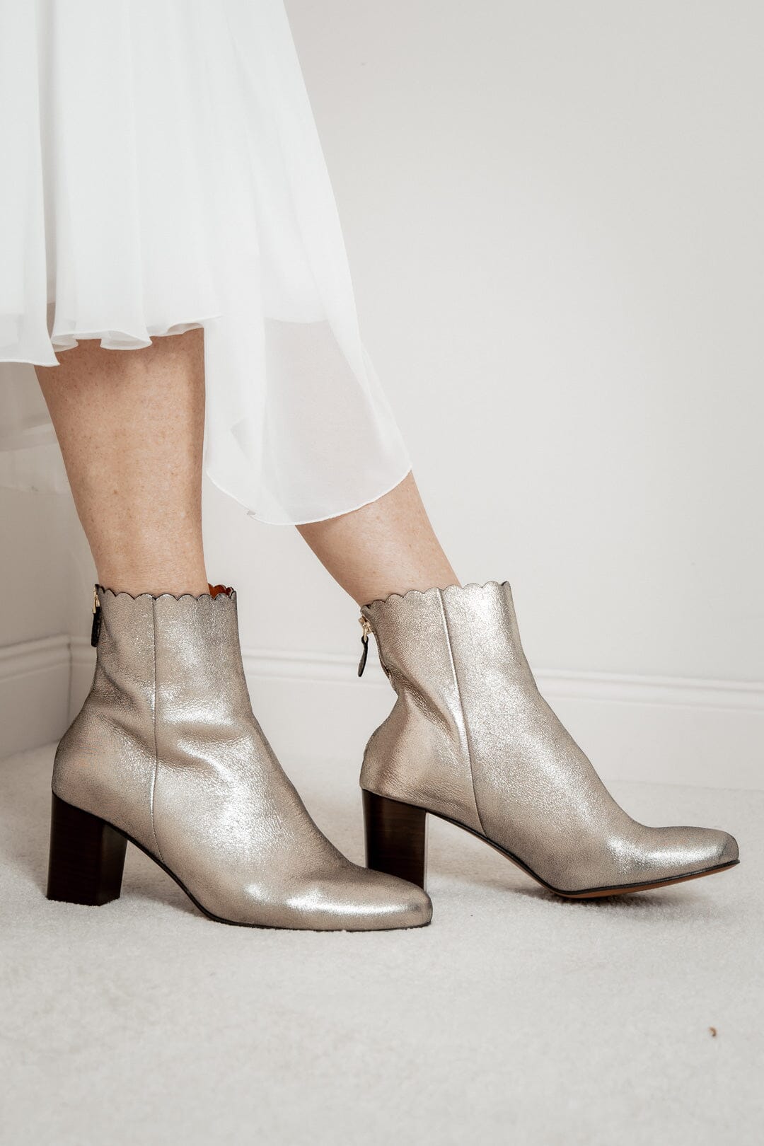 Braut Stiefelette aus Metallic-Leder - Giselle Gold