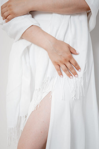 Braut Stola in Ivory mit Fransen