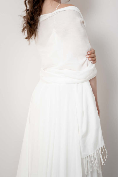 Braut Stola in Ivory mit Fransen
