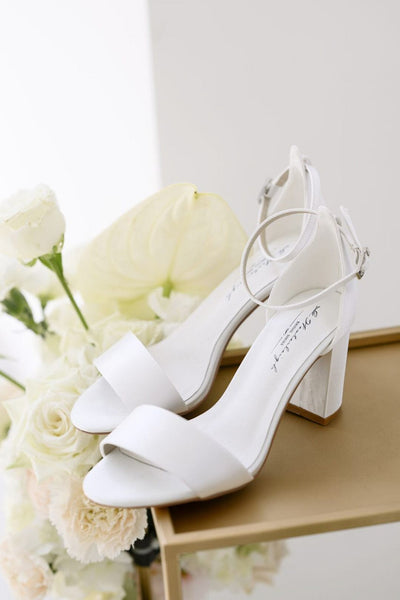 Brautschuh mit Blockabsatz – Belle Ivory Satin