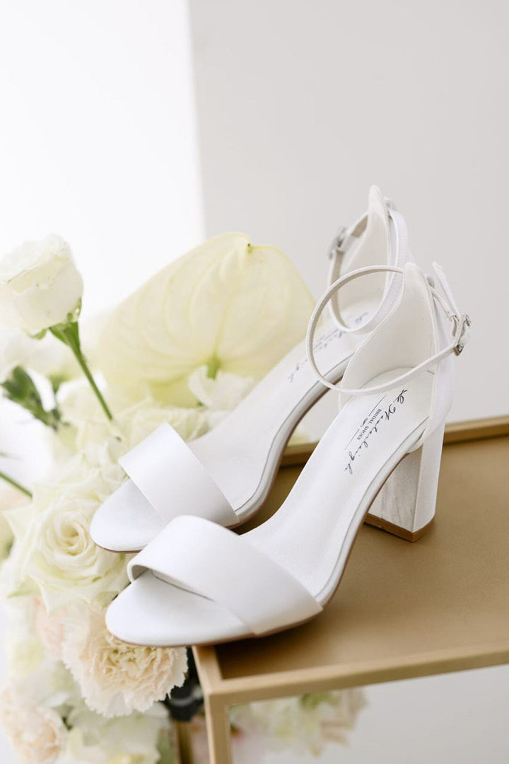 Ankle Strap Schuhe Ivory Blockabsatz Bridal Block Heel Shoes