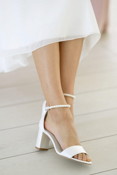 Brautschuh mit Blockabsatz – Belle Ivory Satin