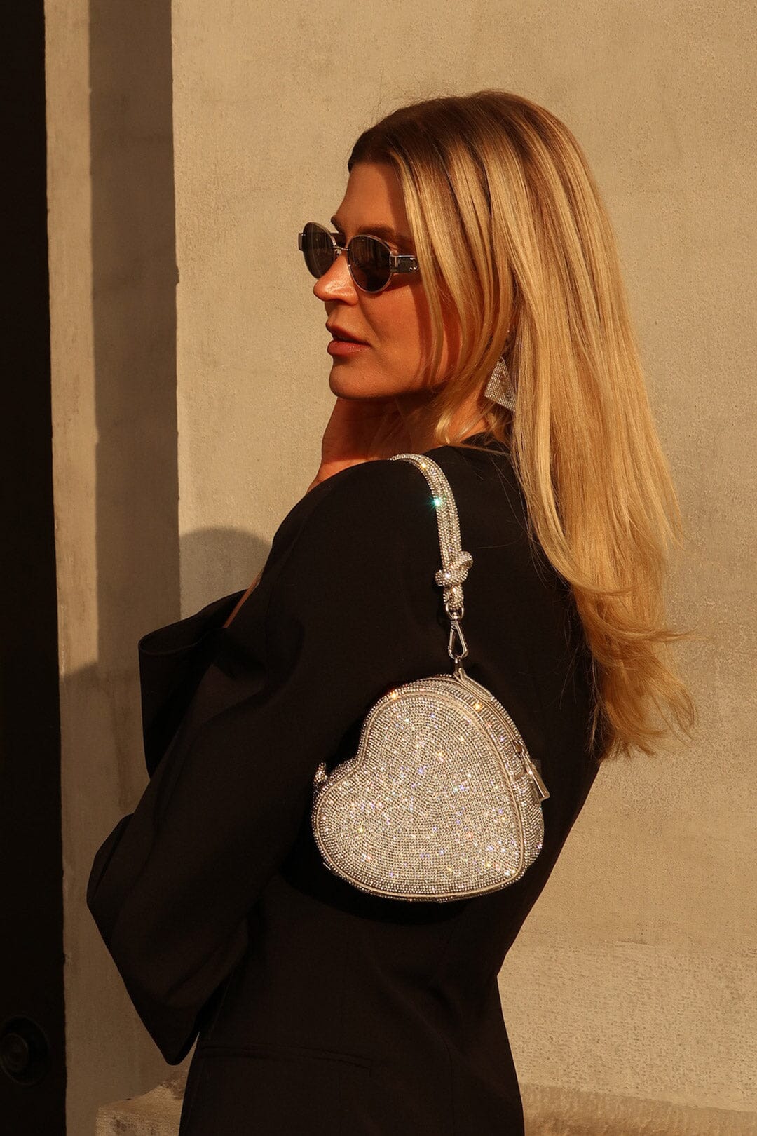 Braut Tasche in Herzform – Midi Heart Bag Crystal Silver | Weat