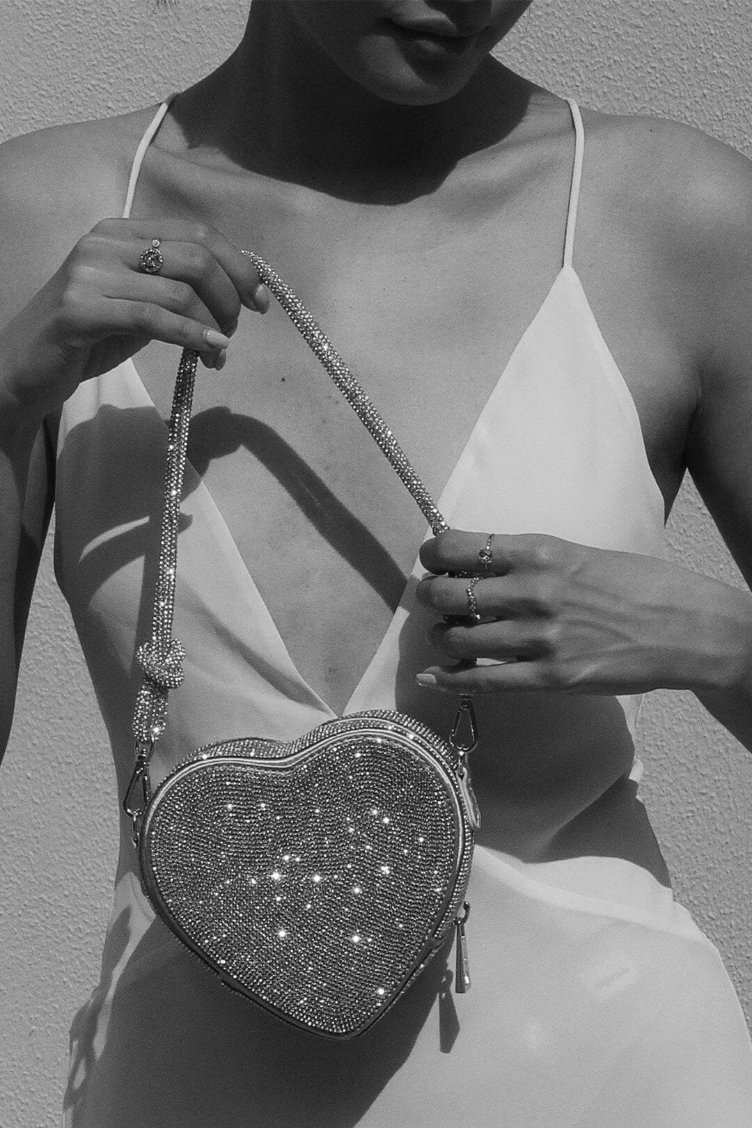 Braut Tasche in Herzform – Midi Heart Bag Crystal Silver | Weat