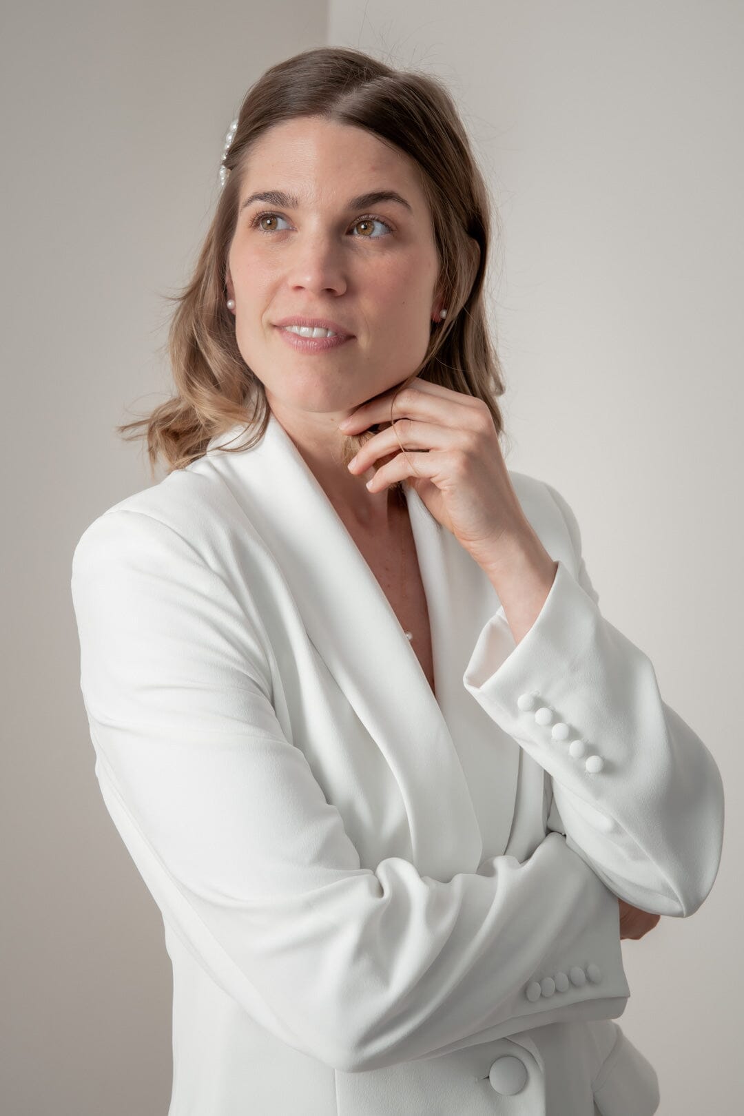 Einreihiger Braut Blazer in Ivory