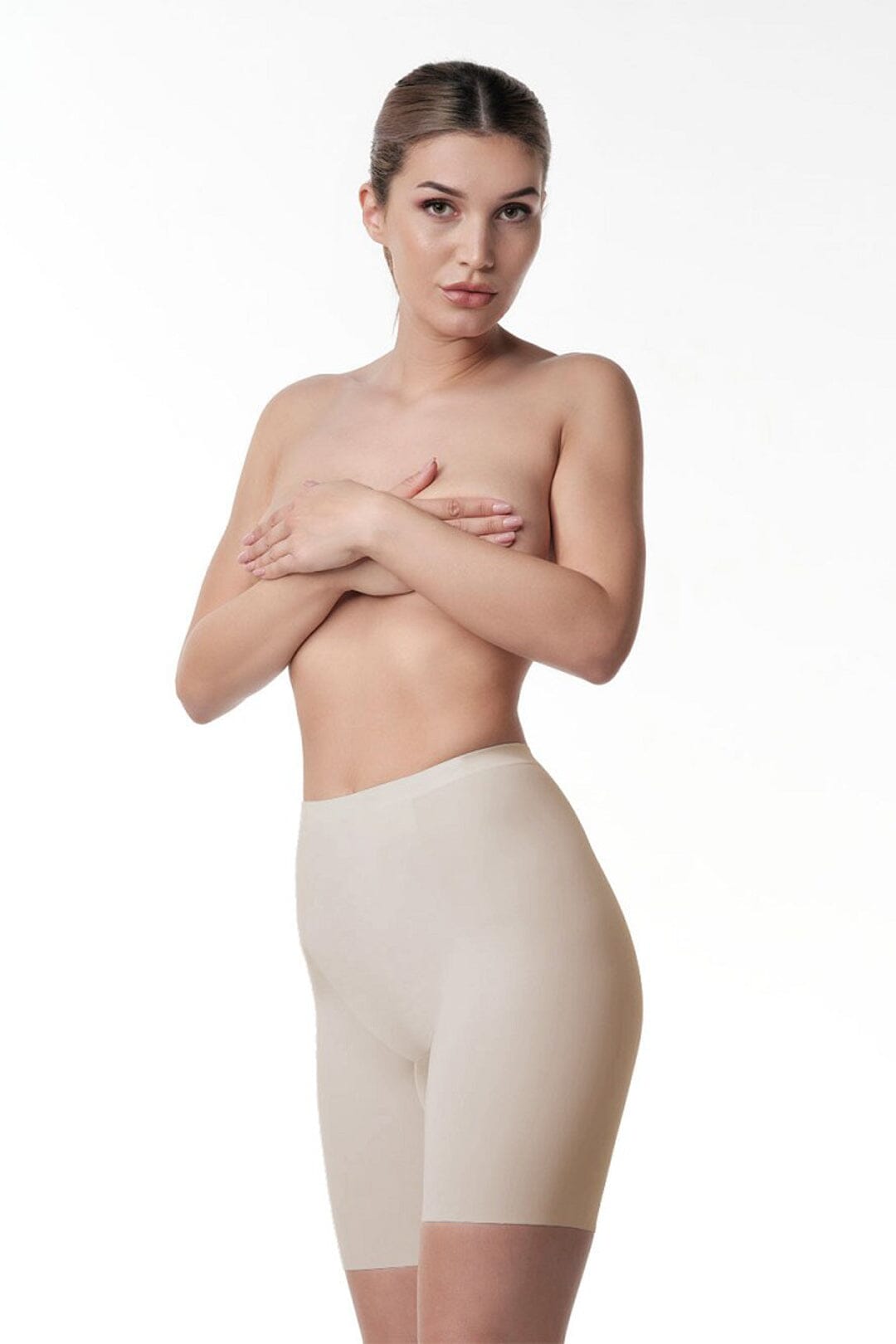 Figurformende Mid-Waist Shorts in Nude