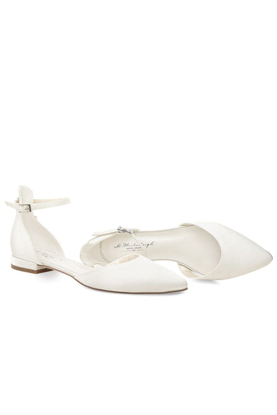 Flache Brautschuhe aus Satin – Ava Ivory Satin