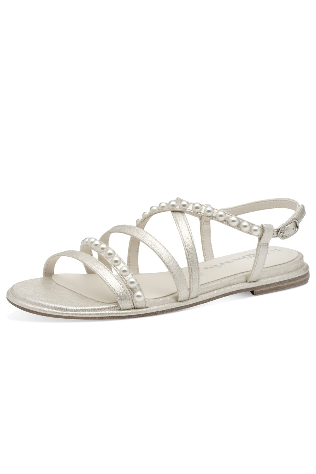 Flache, verzierte Braut Sandalen in Gold – Tamaris