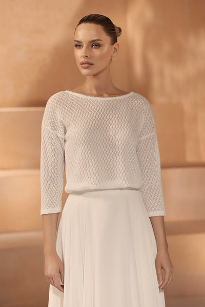 Gemusteter Braut Pullover in Ivory