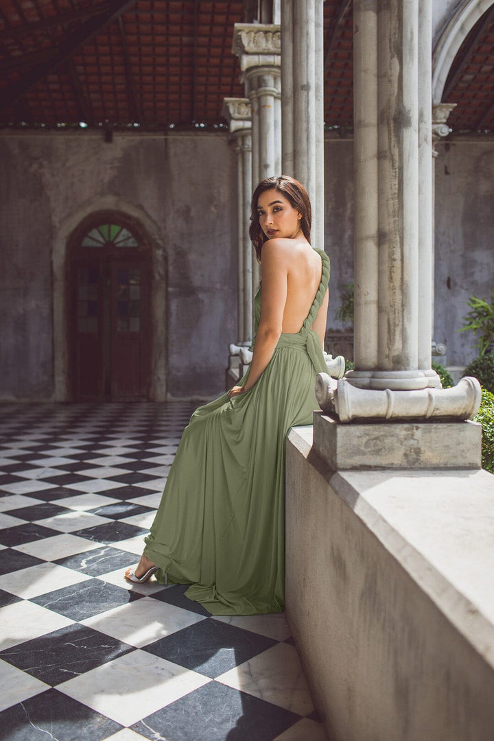 Green bridesmaid dress MultiWrap Dress Loden Eliza Ethan noni