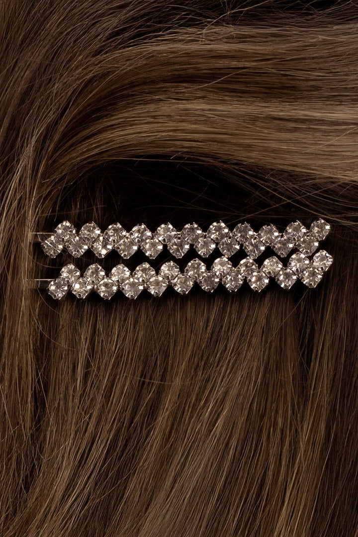 2 Glitzer-Haarspangen Mit Kristallen – Transparent & Silber, 6,5 Cm – Glamouröse Accessoires