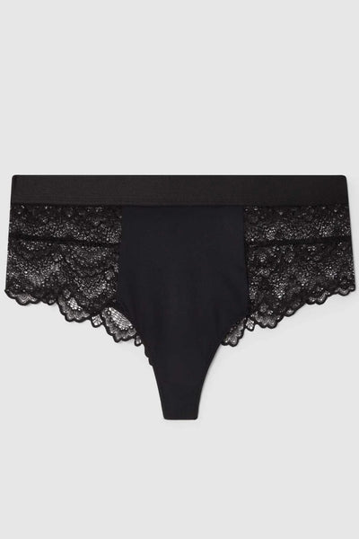 High Waist String in Schwarz