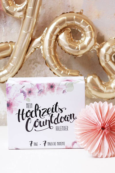 Hochzeits-Countdown-Kalender™ mit Gold-Armband und Schlafmaske