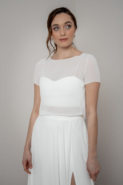 Kurzarm-Braut Top aus Chiffon – Lani noni