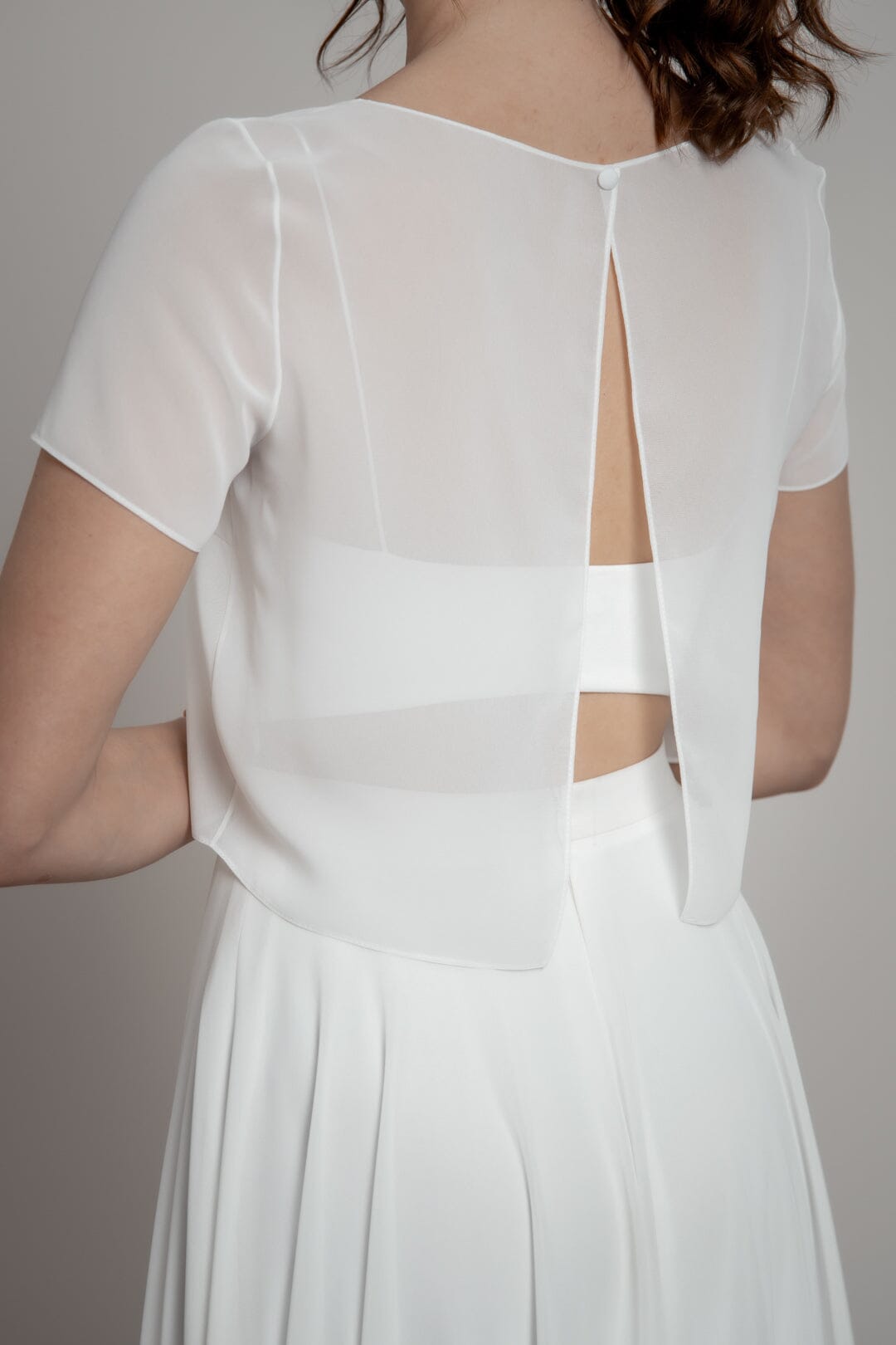 Kurzarm-Braut Top aus Chiffon – Lani noni