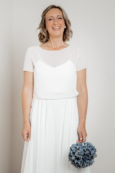 Kurzarm-Braut Top aus Chiffon – Lani noni