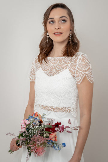 Kurzarm-Braut Top aus Vintage-Spitze – Niah noni
