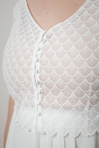 Kurzarm-Braut Top – Fanie noni Curvy